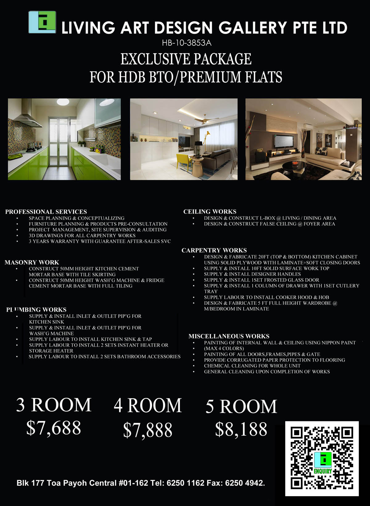 Package 3: HDB BTO / Premium Exclusive Package for HDB New Flats $7,688